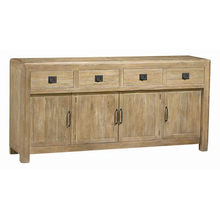 "Big Daddy" Ironwood Buffet with 4 Drawers and 4 Doors, Removable Wine Storage and Built-In Silver Tray